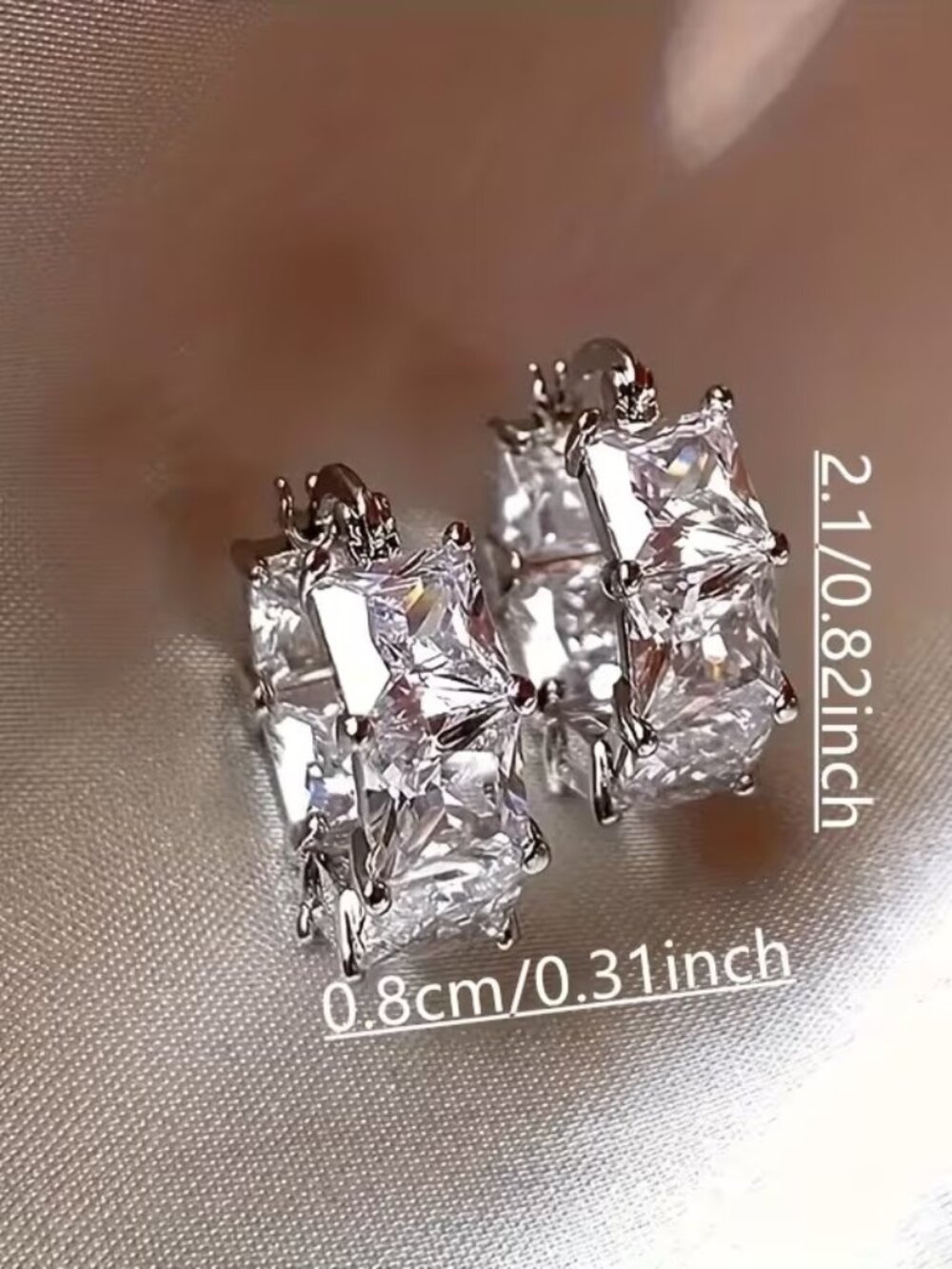 New Womens Diamond Cz Dangle Earrings - Picture 3 of 3